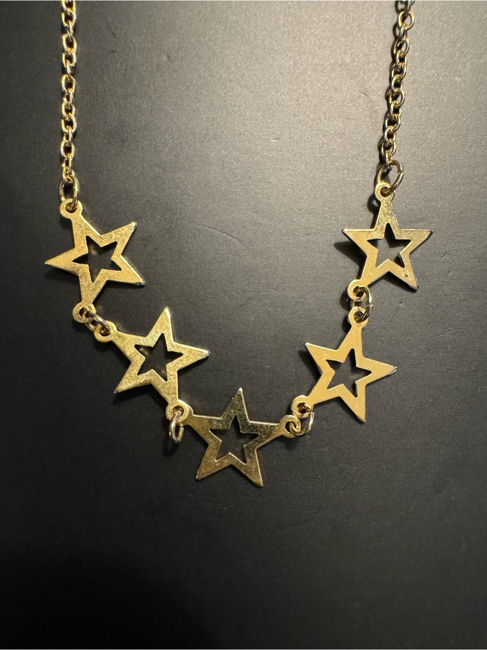 Gold Tone Celestial Star Station Necklace - 16”